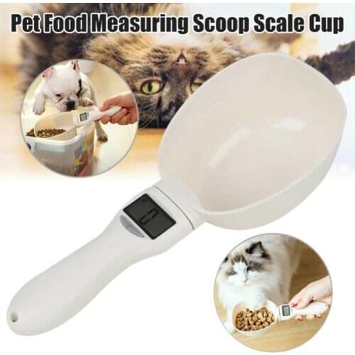 Pet Food Measuring Scoop with Digital Display Weighting Spoon Cats Dog Supply Drink Feeder Portable Kitchen Tool Scale Cup