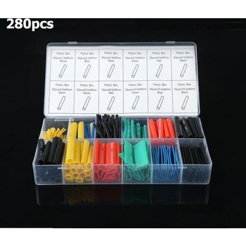 280pcs Heat Shrinkable Tubing PVC Cable Sleeves Kit 1.0 2.0 3.0 4.0 5.0 6.0 8.0 10.0 Diamater 45mm Length