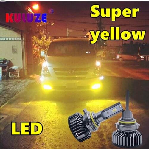 KULUZE 2Pcs 12V H11 H8 9012 LED Fog Light Bulbs 24V Truck H7 HB3 HB4 880 881 3000K Golden Yellow H16(JP)
