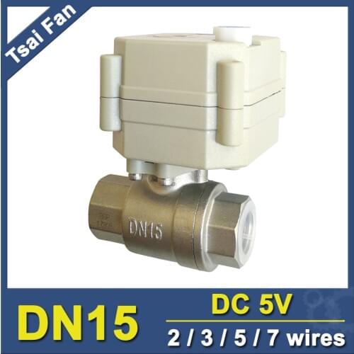 Hot Sales DC5V 2/3/5/7 Wires BSP/NPT SS304 1/2'' DN15 Flow Control Electric Motorized Valve With Manual Override And Indicator