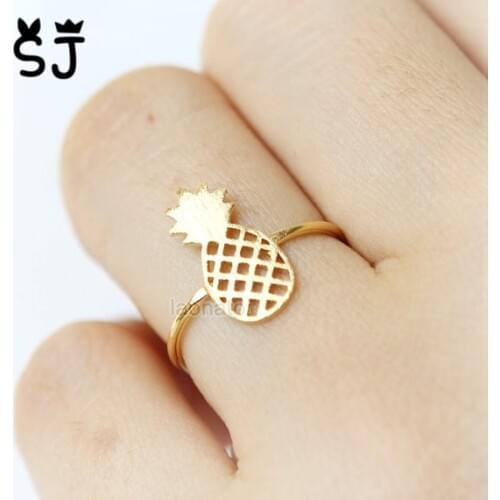 Cute Pineapple Rings Simple Funny Outline Fruit Rings Lovely Ananas Rings for Women Ladies Party Gifts