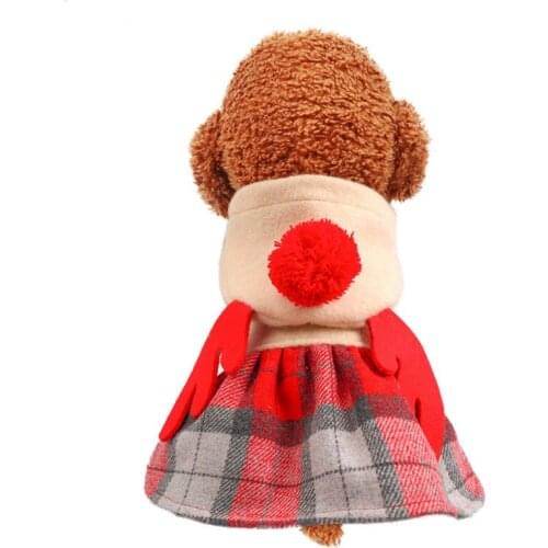 Fashion Dog Puppy Clothes Red Check Elk Dress Fit Small Dog Pet Cat All season Pet Cute Makeover Costume Dog Clothes Dog Dress