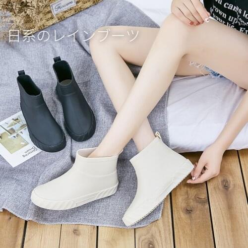 Fashion ladies short canister boots Japanese antiskid galoshes spring/summer low help light waterproof shoes rubber shoes