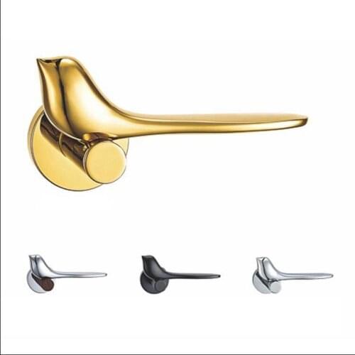 Gold/Silver/Black Bird Modern Minimalist Split Door Lock Set Handles with Lock Body Bedroom Interior Door Hardware Handle