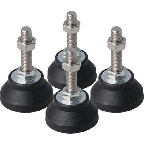 Adjustable Fixed Threaded Pole Leveling Foot Leg Leveler 50mm Base Dia M12x80mm for Tables to Adjust Height Pack of 4