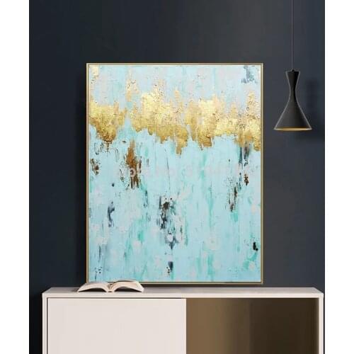 Luxury gold foil decorative oilpainting hand-painted abstract gold oil painting modern living room painting decoration