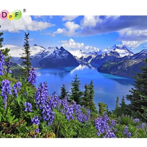 DIY Snow mountain and lake full square diamond painting cross stitch needlework diamond embroidery home decor mosaic kits