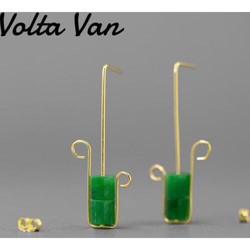 Volta Van 925 Sterling Silver Jade Drop Earrings Green Elegant Classic Concise 2021 New Fine Jewelry Party Women Silver Earrings