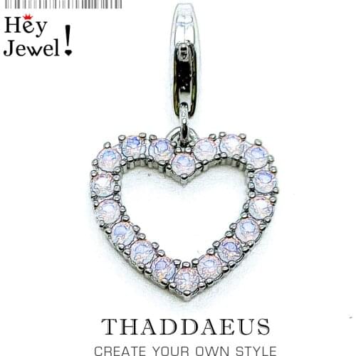 Trendy 925 Sterling Silver Pink Heart Charms Fit Bracelets & Necklace Making Jewelry 2019 New Gift For Women Girls Encantos