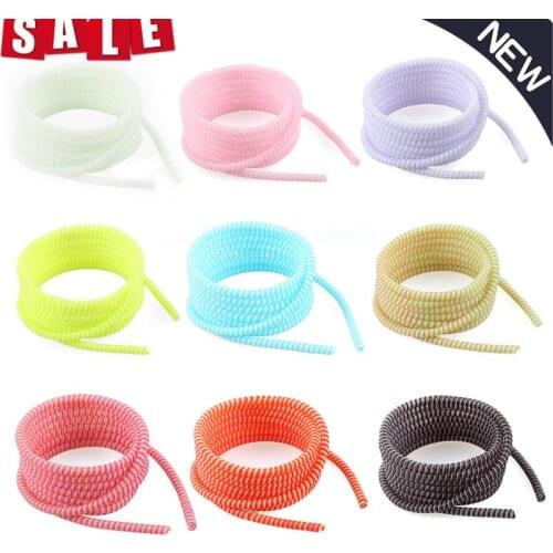 1.4m Color Phone Wire Cord Rope Protecto Anti-break Spring Protection Rope For USB Charging Cable Earphone Data Bobbin Winder