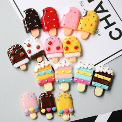 20Pcs Mixed Ice Cream Resin Decoration Crafts Flatback Cabochon Scrapbook Kawaii DIY Embellishments Accessories