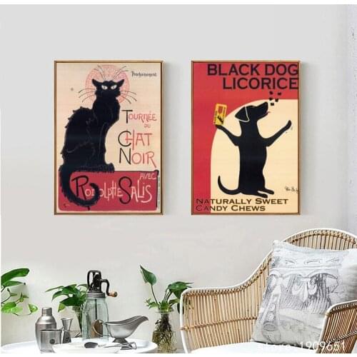 No frame modern cat dog cartoon letter canvas printings oil painting printed on cotton home wall art decoration pictures