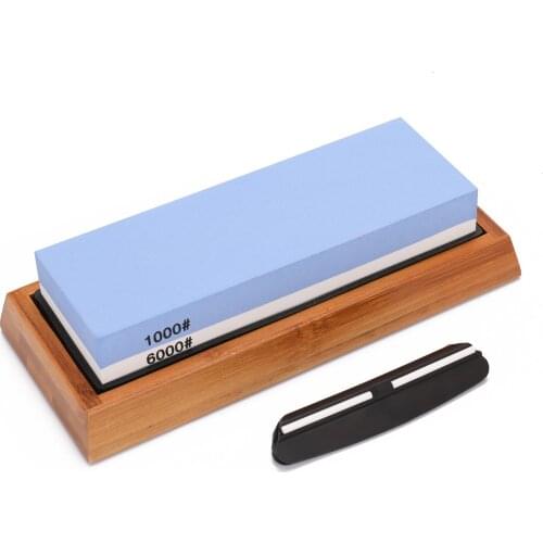 1000/6000 Grit Premium Whetstone Cut Sharpening Stone Set Ideal Sharpener for All Blades Non Slip Base Cutter Sharpener