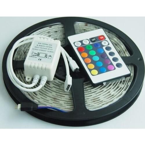 5M 300 LED RGB 5050 waterproof led Strip + 24 key IR Remote Controller DC 12V free shipping