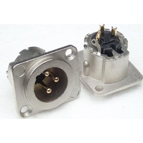 High quailty 100pcs / lot NC3MD-LX XLR Cannon da pannello / Chassis M XLR connector with 3pin gold