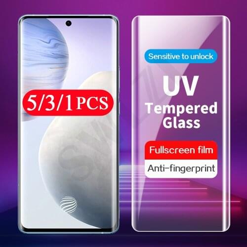 5-1Pcs full cover UV Glass for vivo X60 X60T iQOO 5 x50 pro plus NEX 3 3S tempered glass phone screen protector protective film