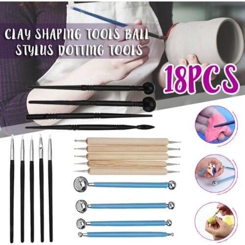 18pcs Polymer Shapers Clay Sculpting Kit Sculpt Smoothing Wax Carving Pottery Ceramic Tools Modeling Carved Tool Arcilla Polime
