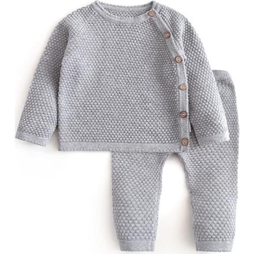 Infant Baby Sweater Suit 2021 Autumn Winter Girl Knitting Sweater Sets Warm Cotton Girls Clothing 2pcs Newborn Clothes 0-3 Years