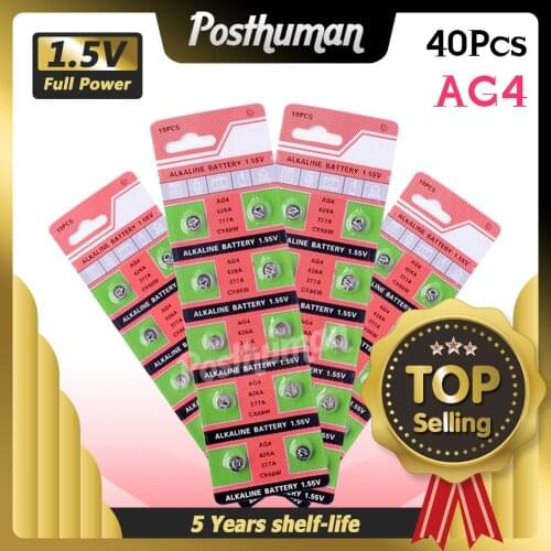 Posthuman 40Pcs SR626SW WATCH COIN CELL BATTERY For watch Button Battery SR626 376 377 GP377 V377 565 L626 G4 GA4 AG4 Real Power