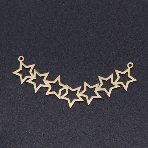 5pcs Hollow Five-pointed Star Charms Connector Stainless Steel Making Pendant Fit DIY Handmade Jewelry Necklace Bracelet Finding
