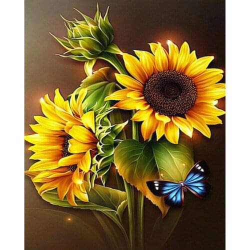 5D DIY Diamond Painting sunflower Diamond Embroidery butterfly Diamond Painting Full Square/Round Mosaic Painting Decor FG2048