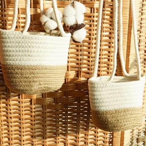 60% Dropshipping!!Cotton Rope Wall Hanging Woven Planter Storage Basket Home Garden Ornament