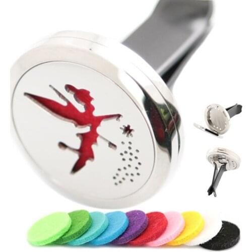 Angel 30mm Diffuser 316 Stainless Steel Car Aroma Locket Essential Oil Car Diffuser Lockets Free 10pcs Oil Pads As Gift