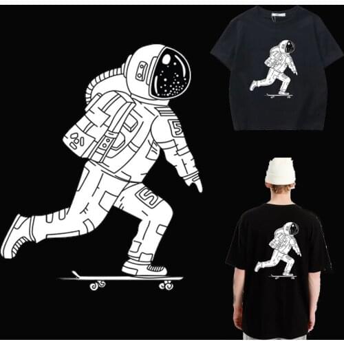 Astronaut Heat Transfer Iron on Transfers For Clothing Patch Stripes Printed Thermo Applique Ironing Patches For Clothes A level