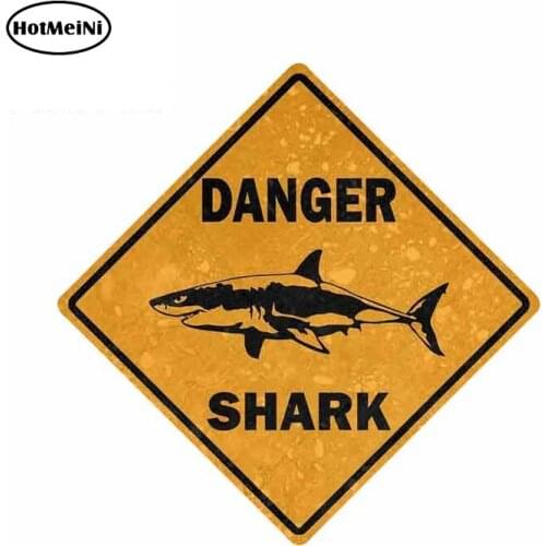 HotMeiNi 13cm x 13cm Car Sticker Decal Car Bike Motorcycle Danger Sign Shark Area Surf Bumper Decor