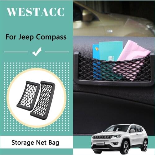 Car Storage Net Mesh Bag Pocket for Jeep Compass 2017 - 2020 Stowing Organizer Interior Accessories