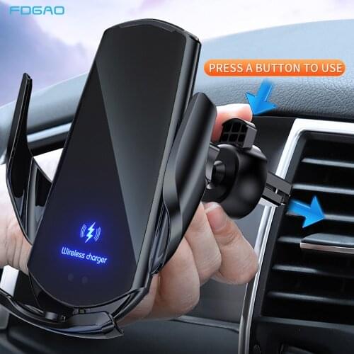 15W Qi Car Wireless Charger for iPhone 12 11 XS XR X 8 Universal Magnetic Infrared Sensor Automatic Clamping Phone Holder Mount