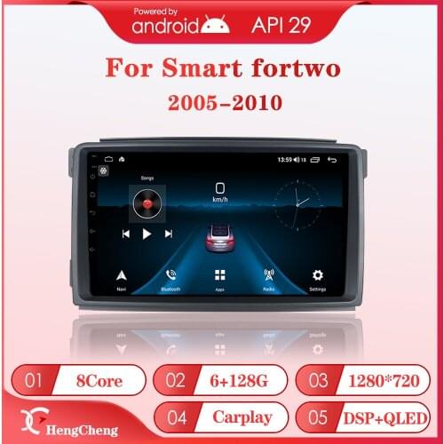 For 05-15 Mercedes-Benz Smart Fortwo Car Multimedia Player 17-19 Smart forfour GPS Navigation Android 9.0 Car Smart System