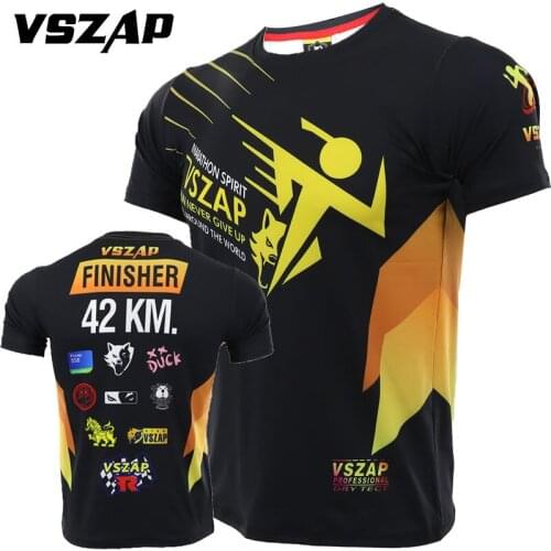VSZAP Boxing Shirts Training Quick Dry Clothes Elastic Fitness Marathon Running T-shirt MMA Sports Jogging Wrestling Fighting