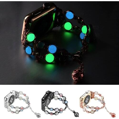 Luminous Beads Bracelet Strap for For Apple Watch 40mm 44mm 38mm 42mm Bands Jewelry Bracelet Iwatch Band for Iwatch SE 6 5 4 3 2