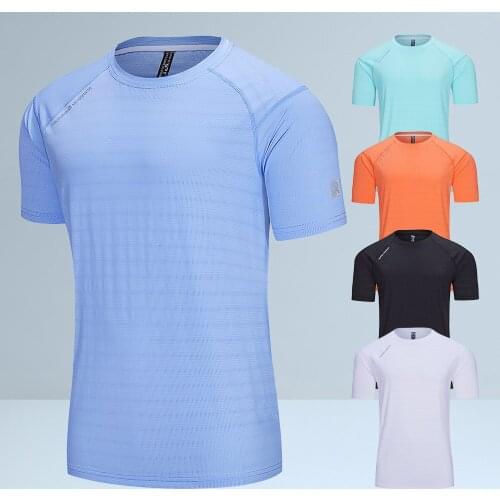 Quick Drying Mens Sport T Shirt Fitness Short Sleeve Summer Casual Nylon T Shirt for Men Top Breathable Running Gym Clothing