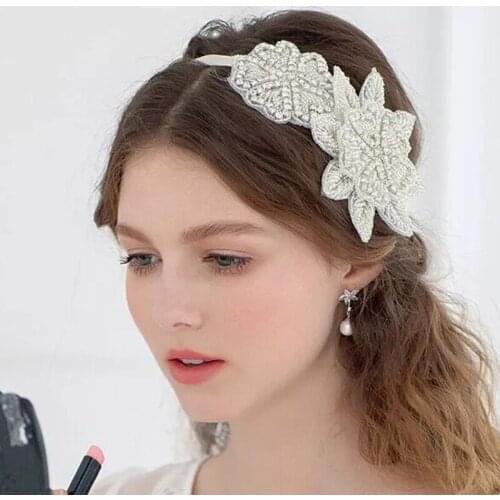 Wedding Bridal Crystal Rhinestone Flower Headband Customized Beaded For Women & Girls Hair Accessories