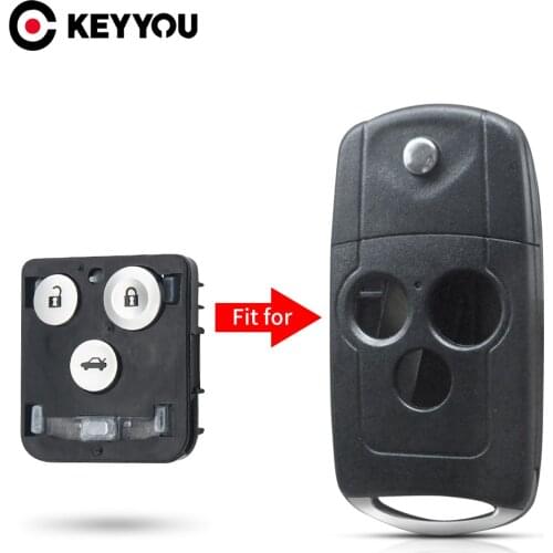 KEYYOU Car Key Button Pad For Honda Civic Accord Jazz Acura CRV HRV S2000 2/3 Buttons Remote Key Shell Replacement Accessories