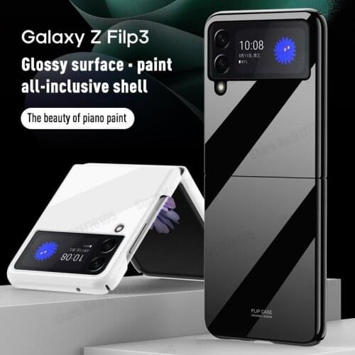 Glossy Paint Phone Flip Case For Samsung Galaxy Z Flip 3 5G Hard PC Protective Cover for Galaxy Z Flip3 5G Ultra Slim Phone Case