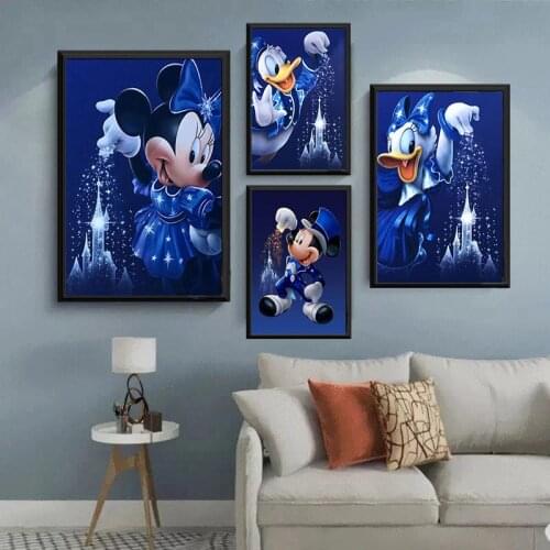 Disney Canvas Painting Cartoon Mickey Minnie Mouse Donald Duck Prints and Posters Wall Art Picture Home Kids Room Decoration