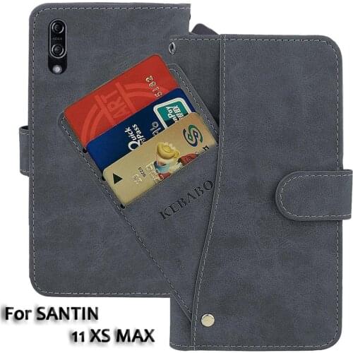 Leather Wallet SANTIN 11 XS MAX Case 6.18" Flip Fashion Luxury Front Card Slots Cases Cover Business Magnetic Phone Bags