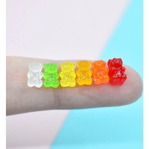 10PCS/Lot 1:12 Miniature 8*5*5mm Mixed Color Bear Candy Pretend Food for 1/6 1/8 1/12 Dollhouse Kitchen Play Toys Accessories