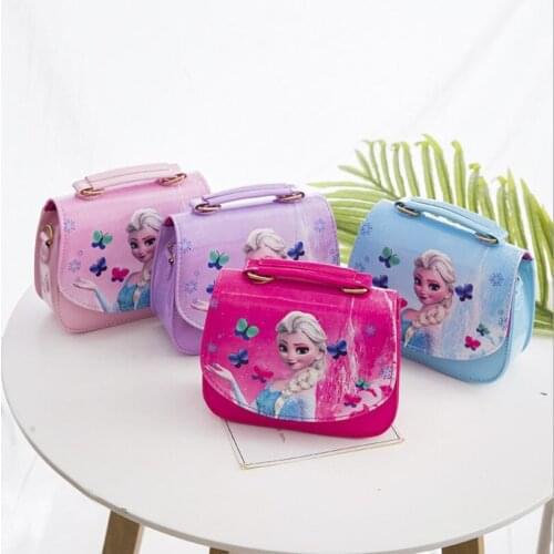 Fashion Frozen princess childrens pu shoulder bag handbag Disney Frozen Elsa Anna Girls messenger bag 2021 Summer kid Bag gift