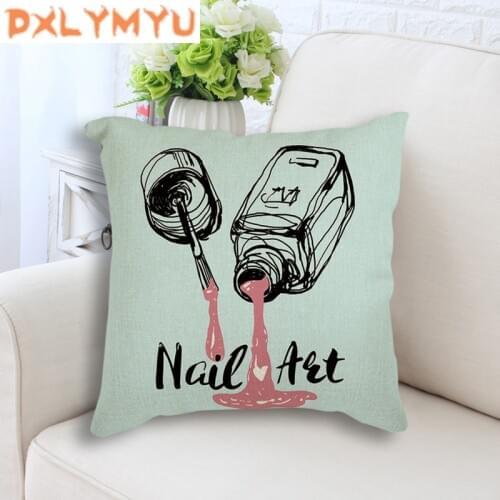 Modern Cotton Linen Cushion Cover Nail Polish Quotes Nordic Posters Pop Art Print Cushion for Sofa Throw Pillow Case 45x45cm