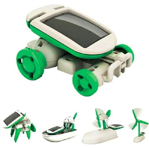 Newest Solar Power 6 In 1 Toy Kit DIY Educational Teaching Robot Car Boat Dog Fan Plane Puppy Birthday Gift Present!!!Hot Sale