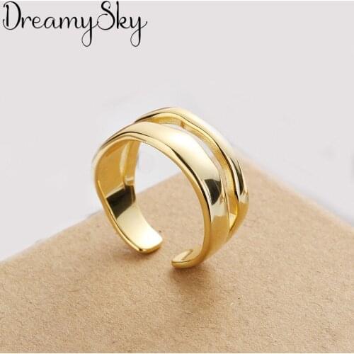 Original Design Bohemian Retro Antique Silver Color Irregular Chain Ring For Women Fashion Open Finger Rings Female Boho Jewelry