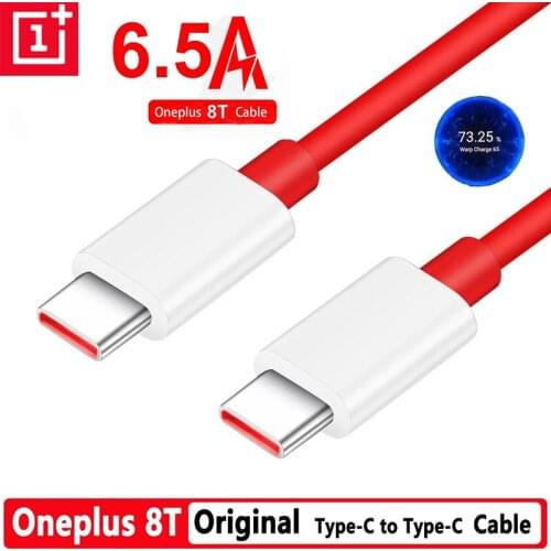 Original For Oneplus 8T 8 T Warp Charge Type C To Type C Cable 6.5A Fast Charge One Plus 8 7 Pro 7t 6t 6 5t 5 3t 3 Dash Charging