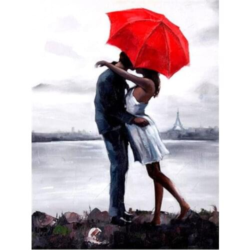 Couple diamond painting umbrella lovers mosaic embroidery cross stitch rhinestone picture puzzle drawing wall decor diy craft