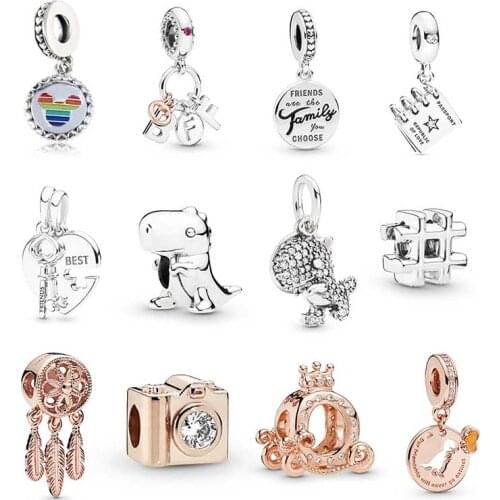 Authentic 925 Sterling Silver Best Friends Forever Dangle Charm Beads Fits European Brand Style Bracelets Diy Jewelry Making