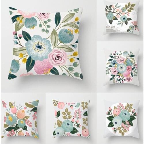 Rural Floral Cushion Cover 45X45 Polyester Pillow Case For Living room Sofa Home Decor Pillowcase Decorative Pillow Cover
