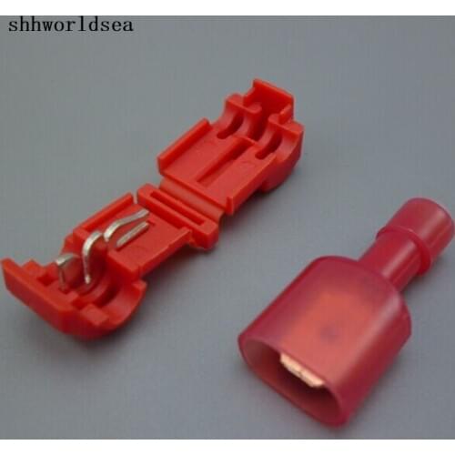 Shhworldsea (500sets)=1000pcs RED 22-18 AWG T-TAPS & MALE WIRE CONNECTORS SPLICE ELECTRICAL WIRING Insulated Wire Terminal